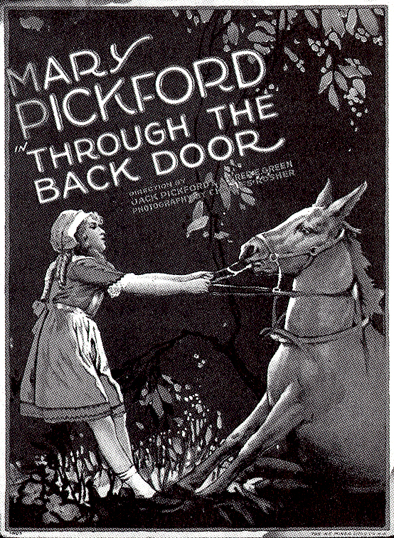 filmannons med Pickford och hst och texten In Through the Back Door