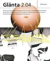 Omslag Gl&auml;nta nr 2/04 med gravid mage schematiskt sammankopplad med m&auml;nniskor som sitter runt ett bord