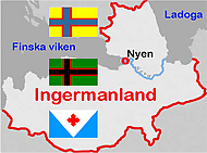 Karta med tre flaggor