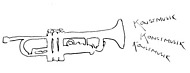 tecknad trumpet som tutar ut: konstmusik, konstmusik, konstmusik